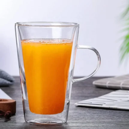 PUREFIT Borosilicate Glass Double Wall Tea/Coffee/Milk Mug 250ml Pack of 2 Pcs Set