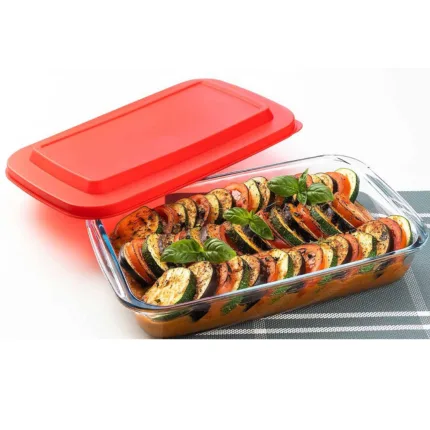 PUREFIT Borosilicate Glass Rectangle Multipurpose Bakeware Baking Dish, with Lid, Microwave Oven & freezer Safe, Bake & Serve, 1000ml, Pack of 1